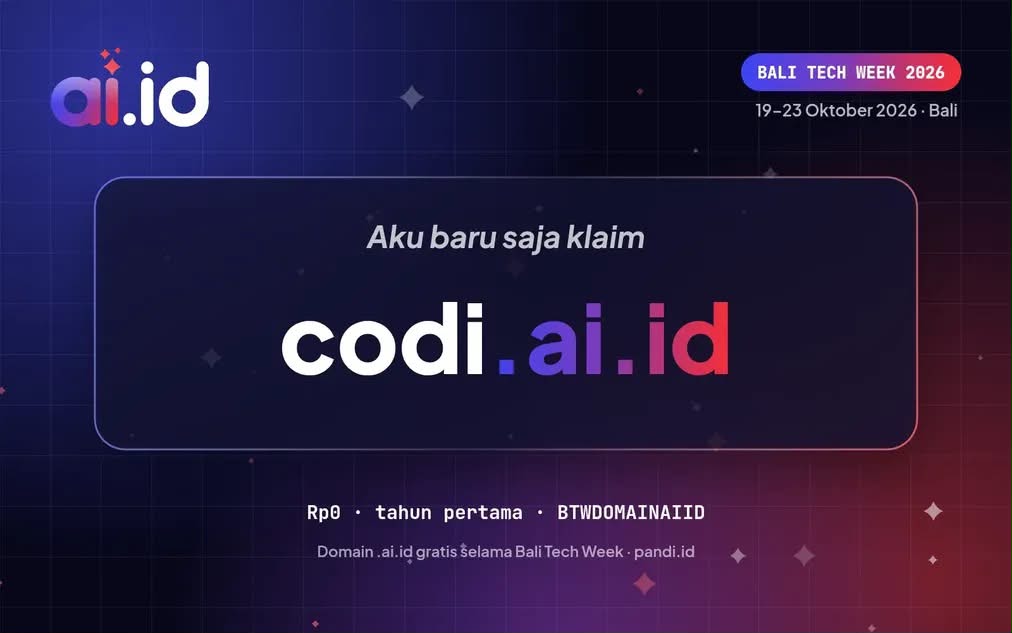 Domain .ai.id Gratis Setahun, Promo Bali Tech Week