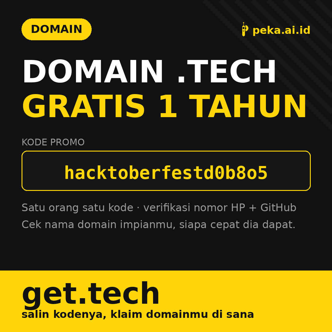 Domain .tech Gratis 1 Tahun pakai Kode Hacktoberfest