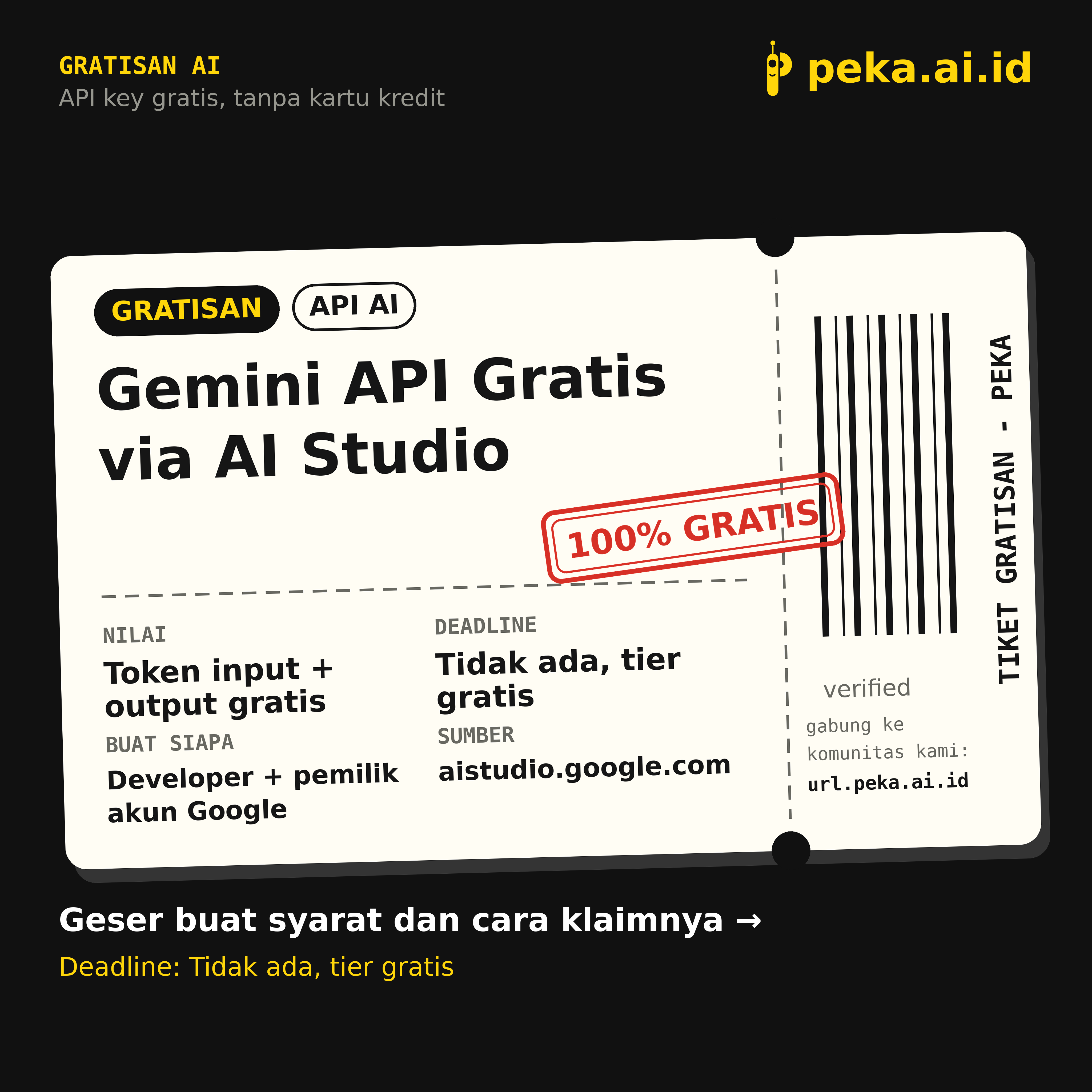 Gemini API Gratis via AI Studio, Tanpa Kartu Kredit