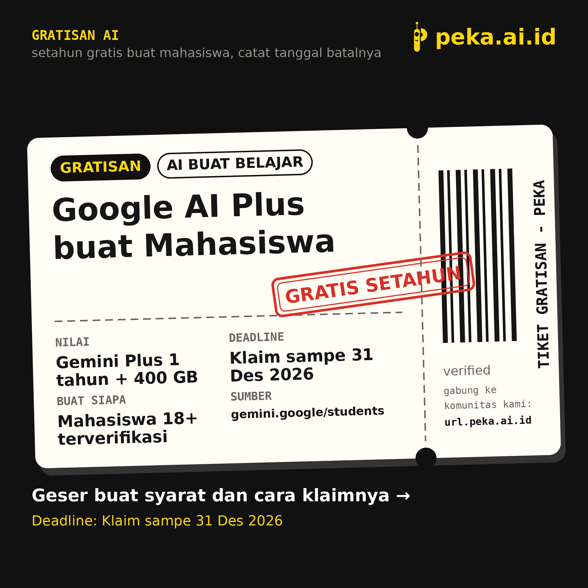 Google AI Plus Gratis Setahun buat Mahasiswa