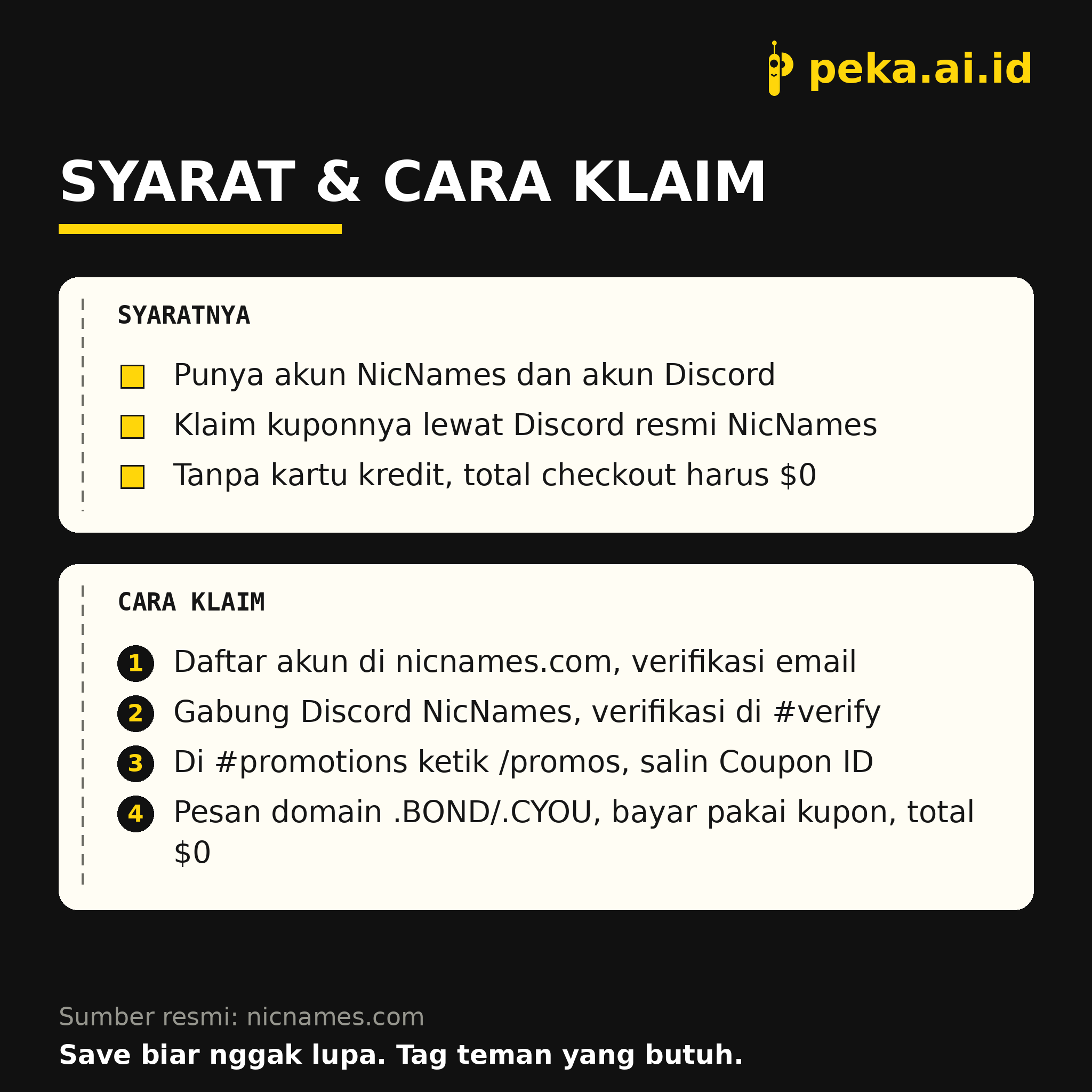 Domain .BOND dan .CYOU Gratis 1 Tahun dari NicNames, Tanpa Kartu Kredit