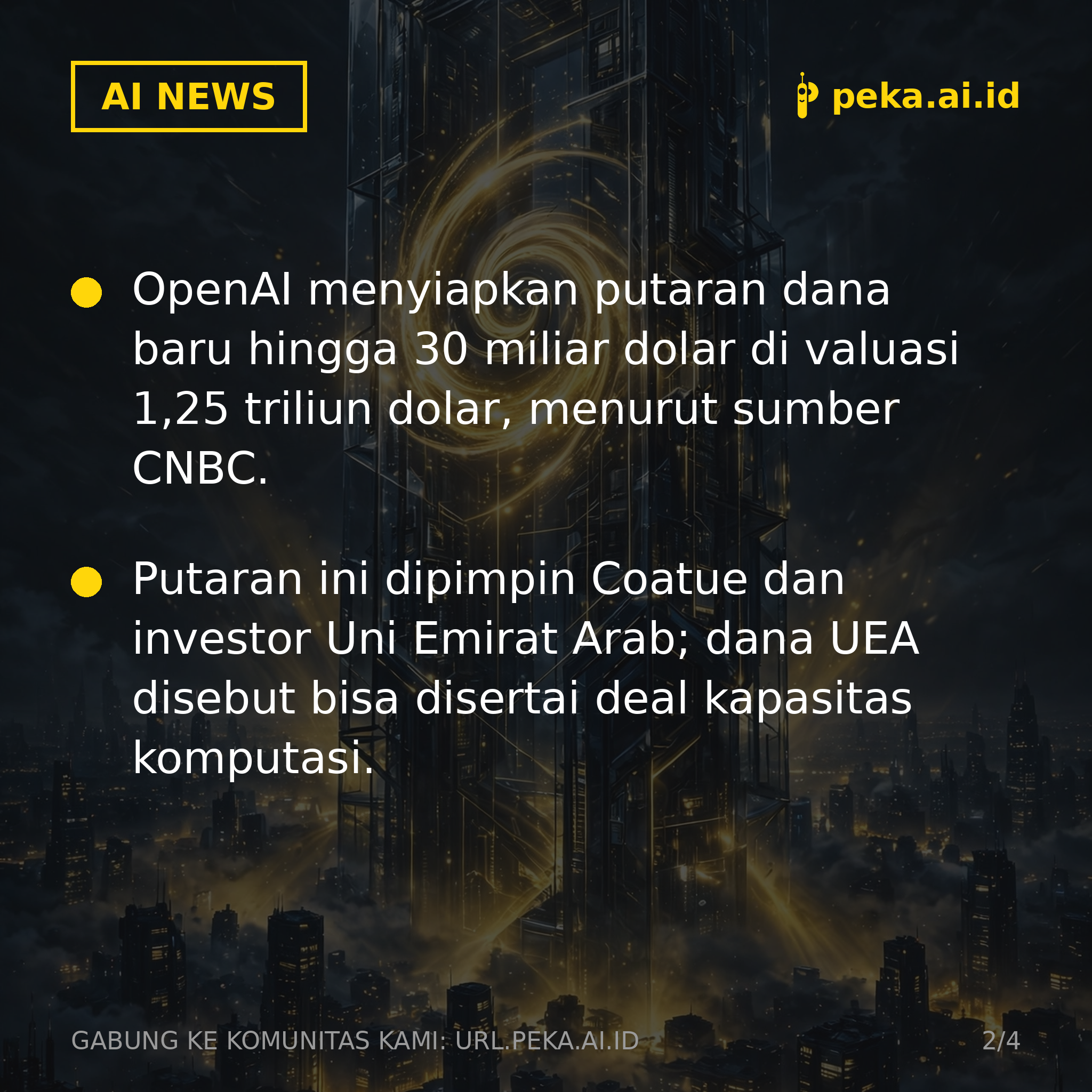 OpenAI Siap Galang Dana 30 Miliar Dolar di Valuasi 1,25 Triliun Dolar