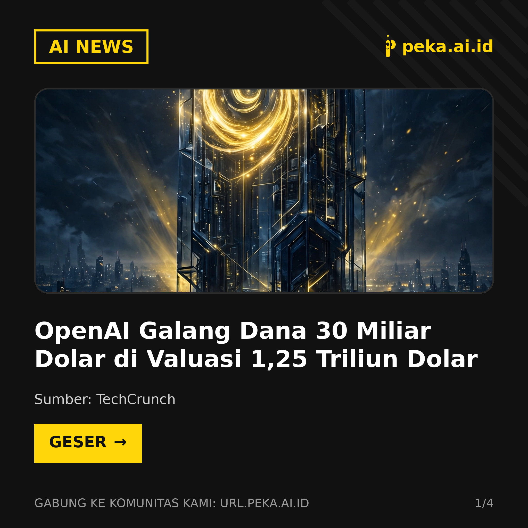 OpenAI Siap Galang Dana 30 Miliar Dolar di Valuasi 1,25 Triliun Dolar