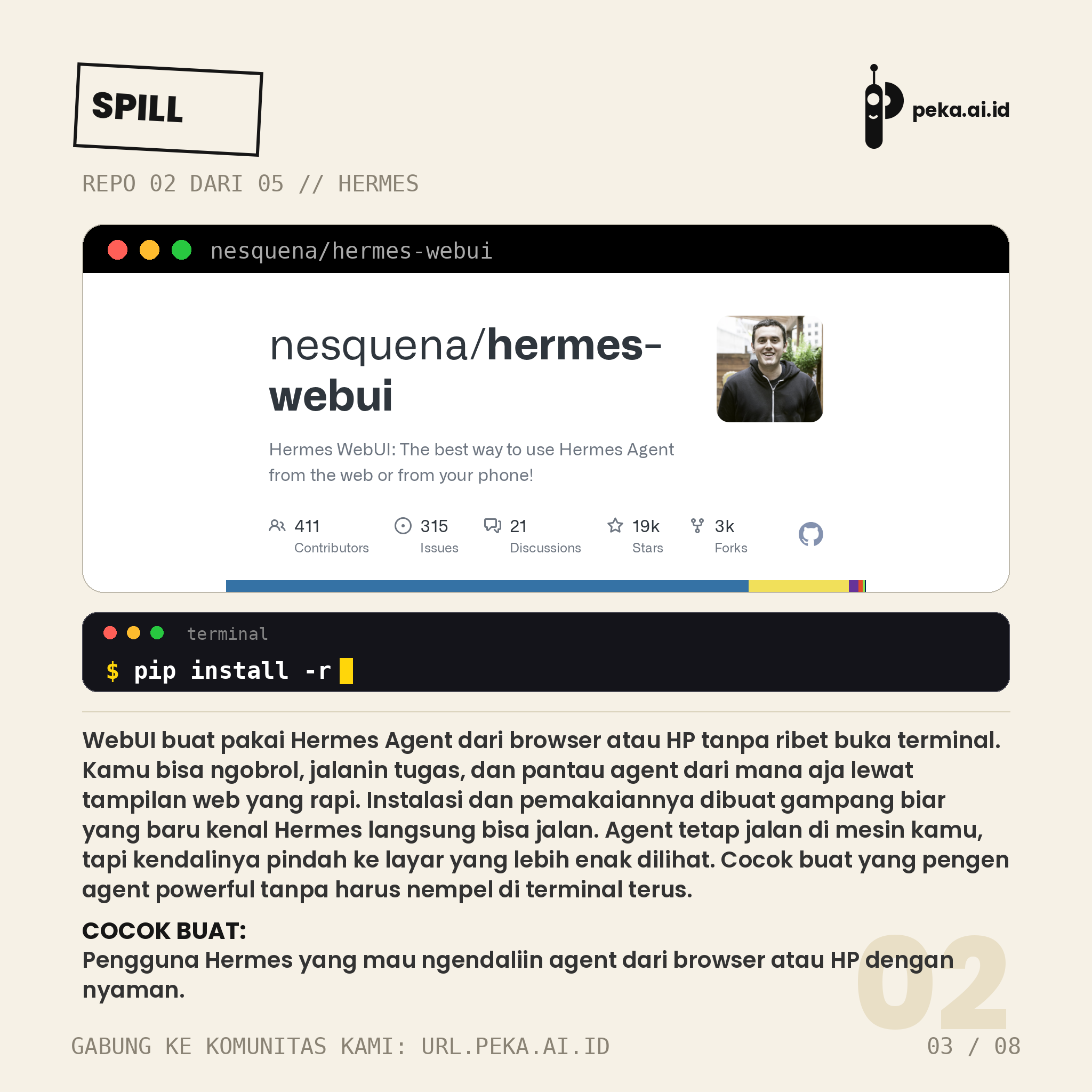 Spill Repo Skill HERMES Edisi #07: Lima repo buat bikin agent Hermes makin pinter dan gampang dipakai