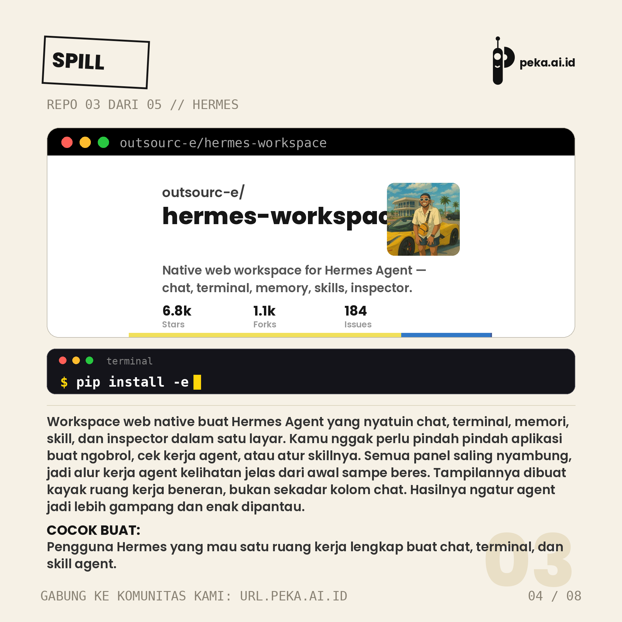 Spill Repo Skill HERMES Edisi #07: Lima repo buat bikin agent Hermes makin pinter dan gampang dipakai