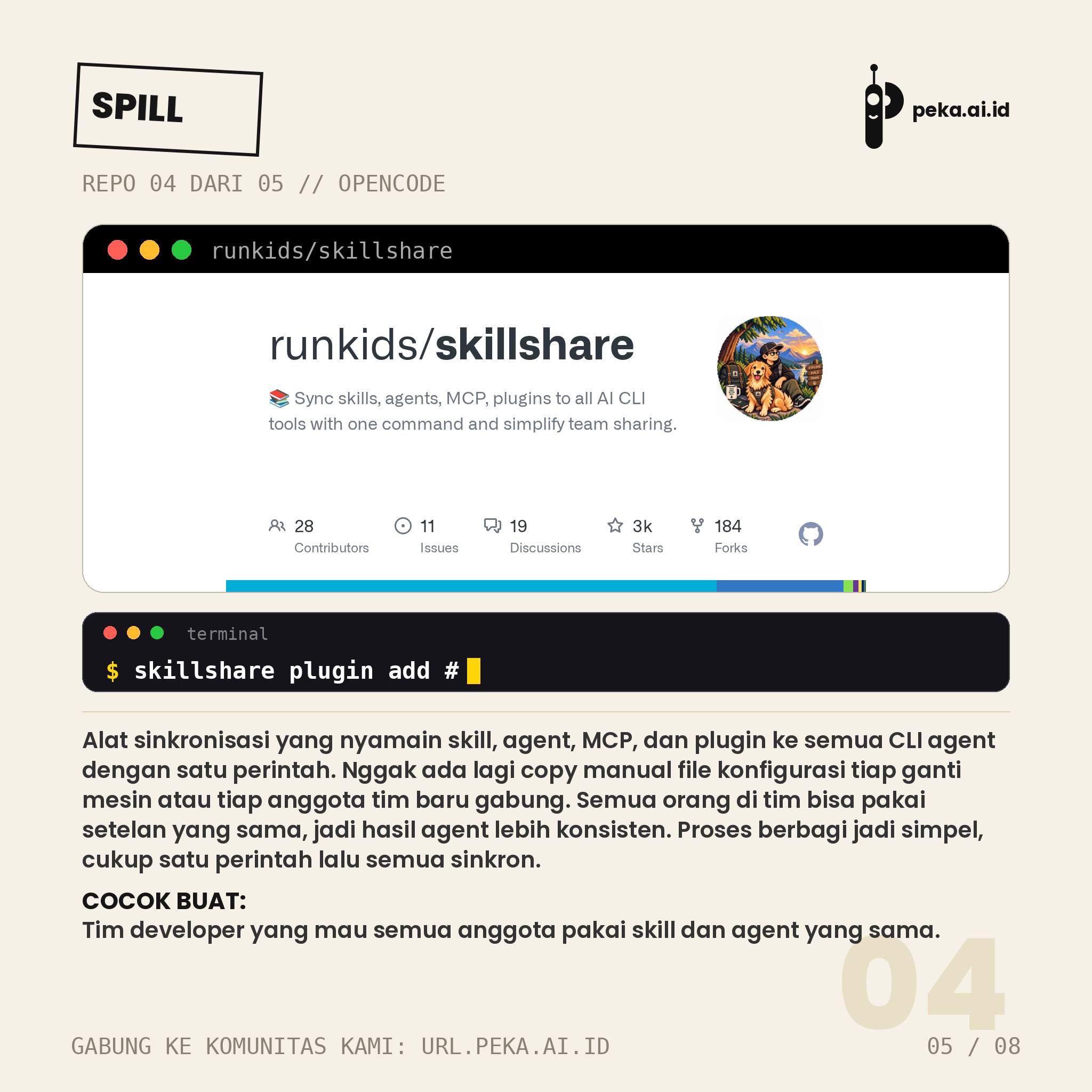 Spill Repo Skill OpenCode Edisi #08: Lima repo skill siap pakai buat OpenCode, dari editor HTML sampai memori agent
