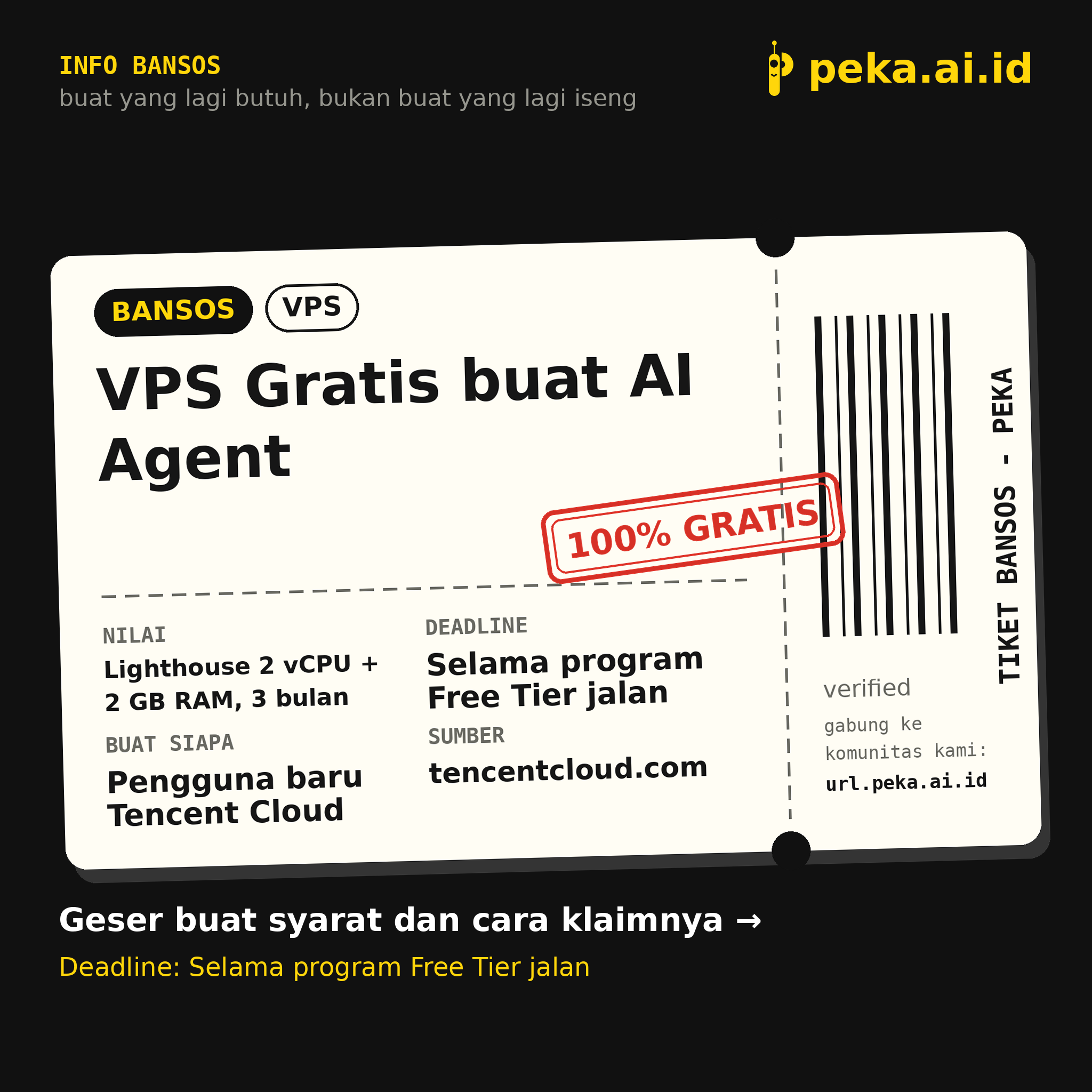 VPS Tencent Lighthouse Gratis 3 Bulan, Cocok buat AI Agent